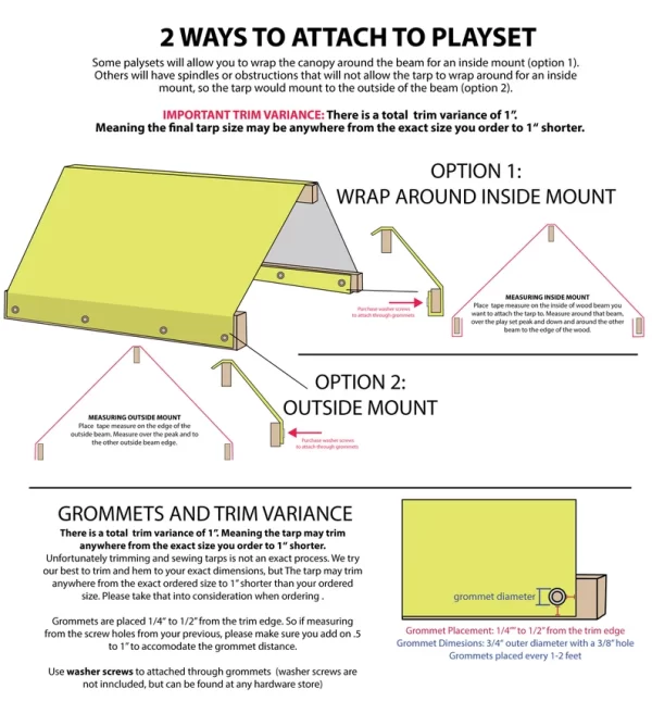 Replacement playset tarp custom measuring and installation instructions