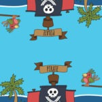 Replacement playset tarp featuring a pirate ship scene with pirate skull