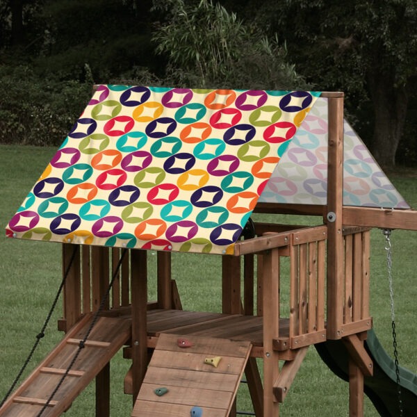 Replacement playset tarp featuring a polka dot with diamond pattern