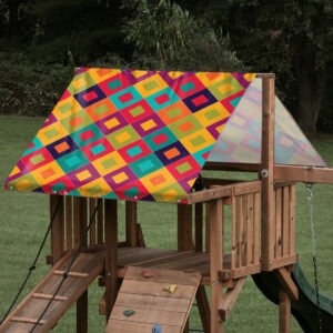 Custom replacement playset tarp featuring a double diamond for a playset roof